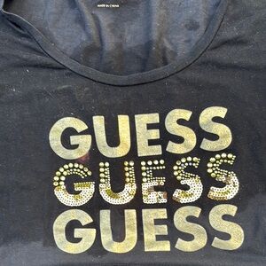 Guess Black T-Shirt with Gold and Silver Logo